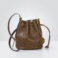 Vegetable Tanned Cowhide Bucket Bag for Women with Drawstring Closure Genuine Leather Women's Shoulder Bag Crossbody Bags