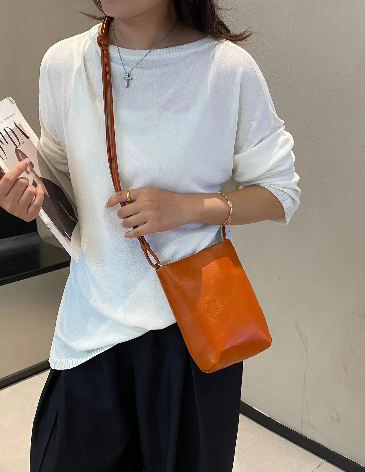 Vegetable Tanned Cowhide Women's Crossbody Bags Mobile Phone Bag High Quality Genuine Leather Ladys Small Bags OEM ODM
