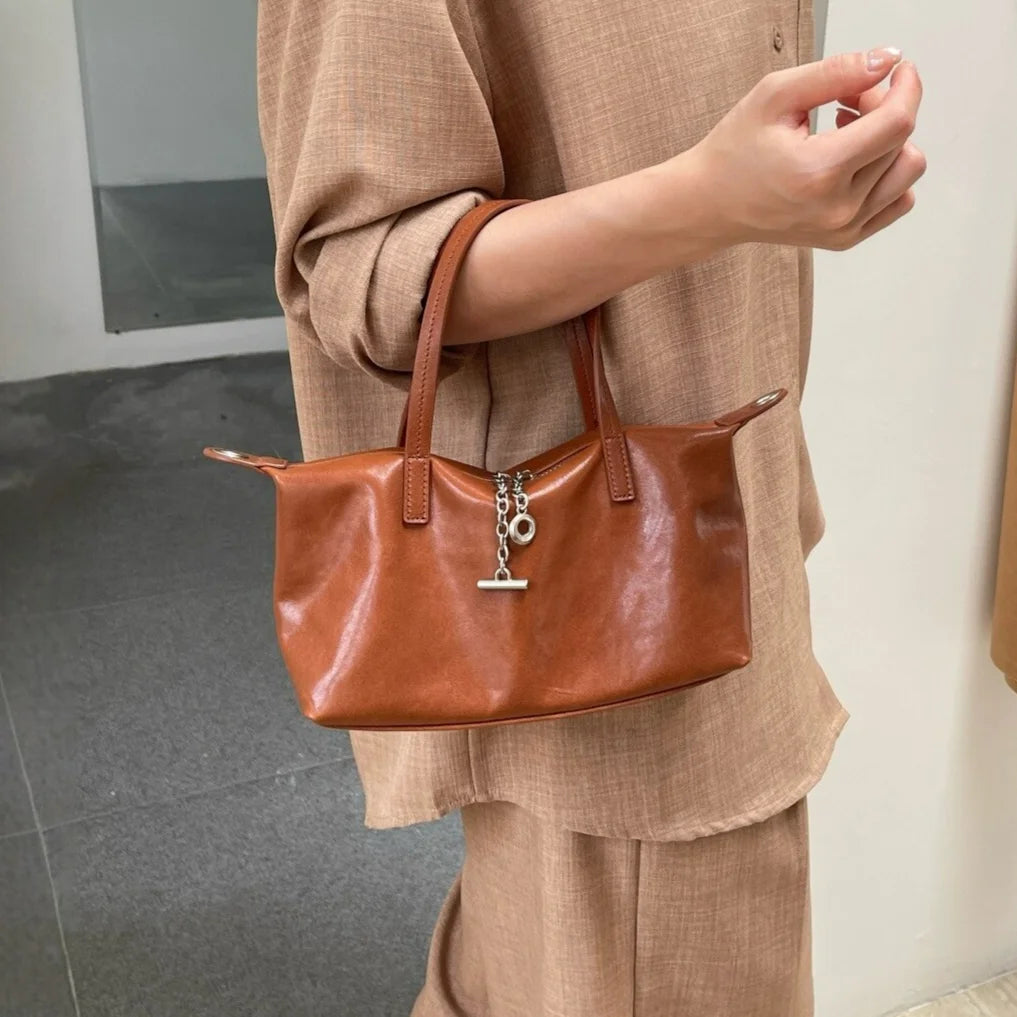 Vegetable Tanned Cowhide Women's Handbags Crossbody Bags Simple Fashion Genuine Leather Ladies Bags OEM ODM
