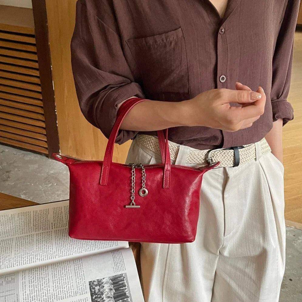 Vegetable Tanned Cowhide Women's Handbags Crossbody Bags Simple Fashion Genuine Leather Ladies Bags OEM ODM