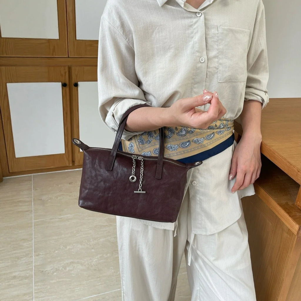 Vegetable Tanned Cowhide Women's Handbags Crossbody Bags Simple Fashion Genuine Leather Ladies Bags OEM ODM