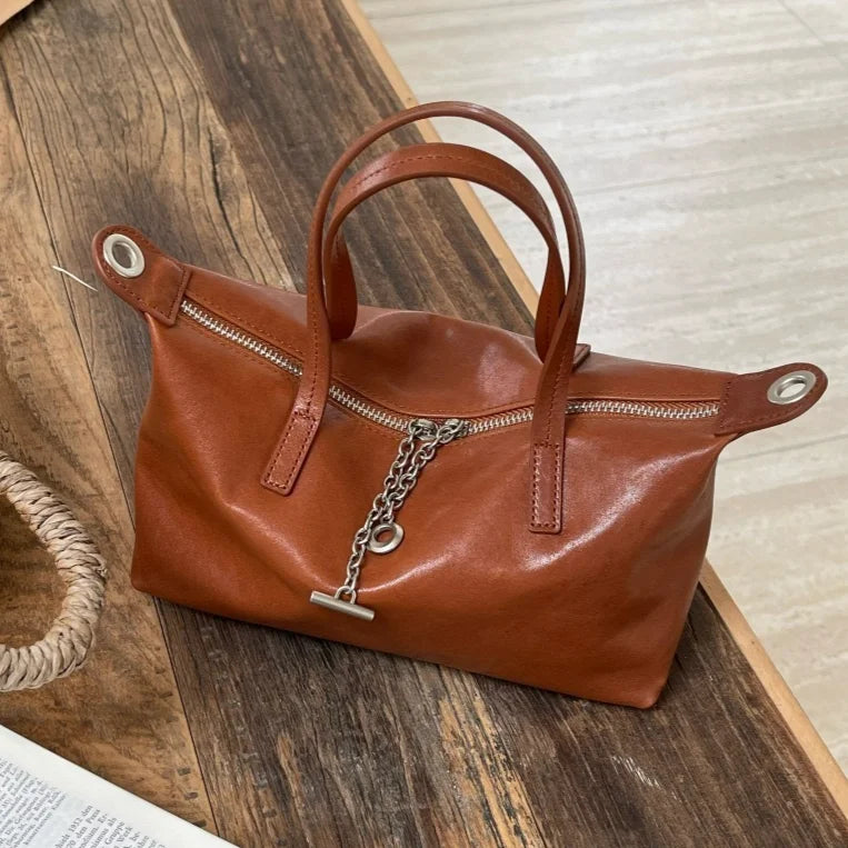 Vegetable Tanned Cowhide Women's Handbags Crossbody Bags Simple Fashion Genuine Leather Ladies Bags OEM ODM