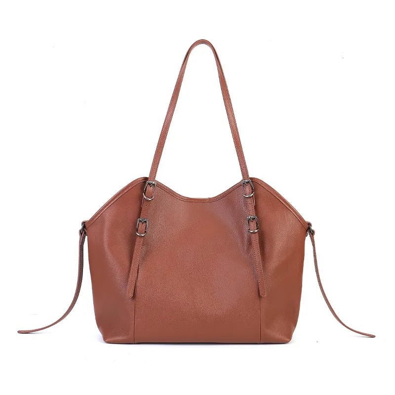 Vegetable Tanned Cowhide Women's Shoulder Bag Best Selling Ladies Bags Casual Fashion Genuine Leather Large Capacity Tote Bags