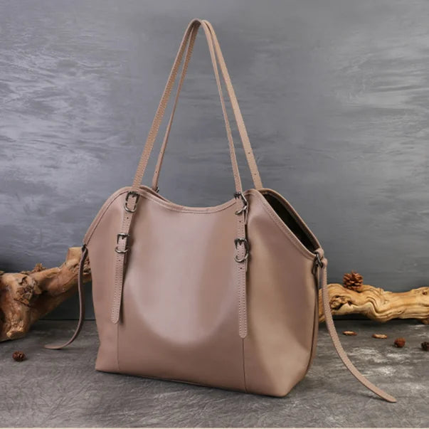 Vegetable Tanned Cowhide Women's Shoulder Bag Best Selling Ladies Bags Casual Fashion Genuine Leather Large Capacity Tote Bags