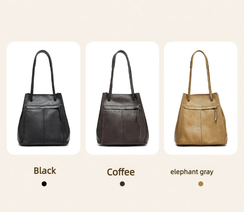 Vegetable Tanned Cowhide Women's Shoulder Bags Large Capacity Tote Bags Hot Sale of Genuine Leather Bags for Women