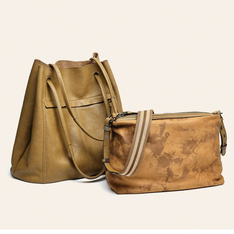 Vegetable Tanned Cowhide Women's Shoulder Bags Large Capacity Tote Bags Hot Sale of Genuine Leather Bags for Women
