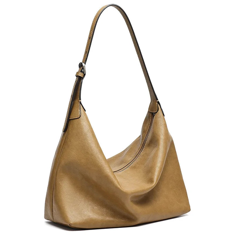 Vegetable Tanned Cowhide Women's Shoulder Bags Underarm Bags Casual Hobo Bags Crossbody Bags Popular Genuine Leather Women Bags