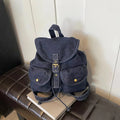 Vintage Korean Denim Backpack Preppy College Bag Zipper Closure Casual Portable Women Teenagers Students Polyester Lining 36-55L