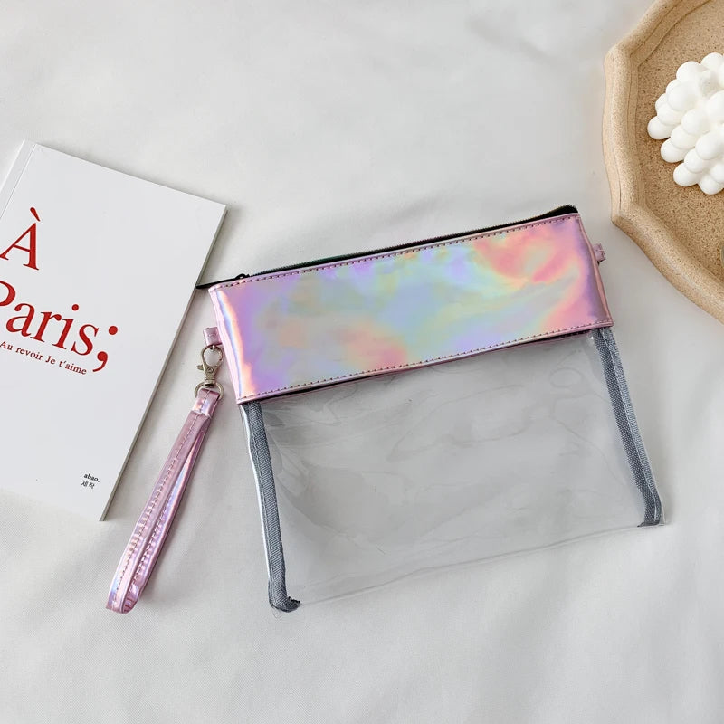White clear Mini Makeup Travel Pvc Zipper Transparent Cosmetic Bag Large Capacity
