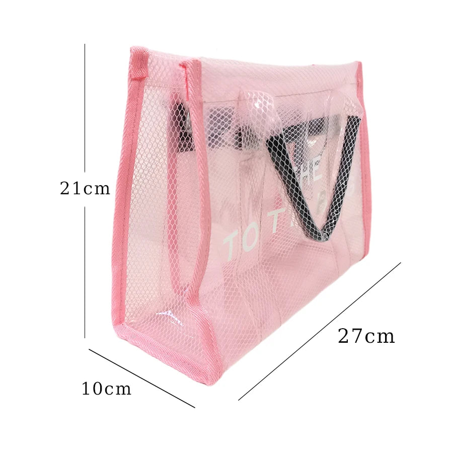 Wholesale Candy Color Pvc Waterproof Jelly Transparent Tote Bag Mesh Beach Shoulder Bag Ziplock Sling Bag for Women Girl 3147