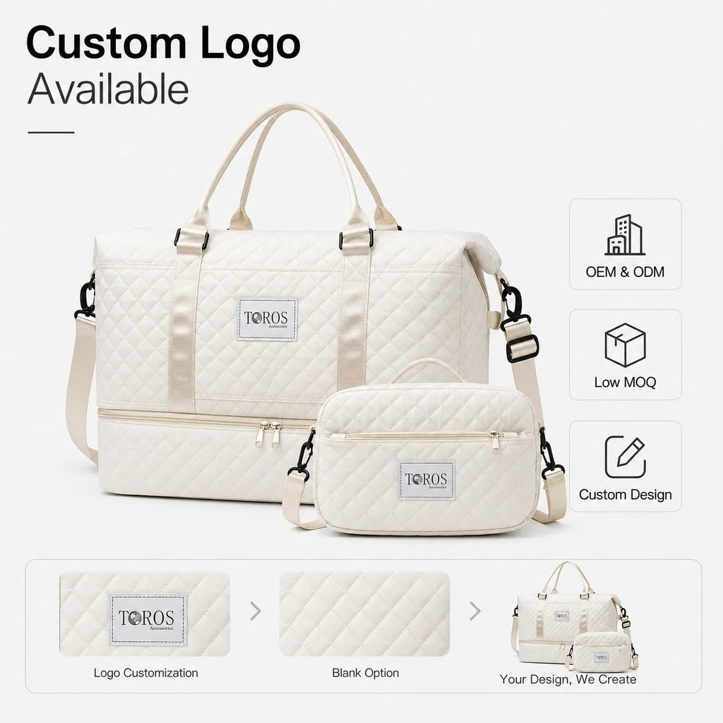 Wholesale Custom High-End Women's Duffel Bag High Quality Dry Wet Separation Fitness Travel Bag Durable Quilted Light Weight