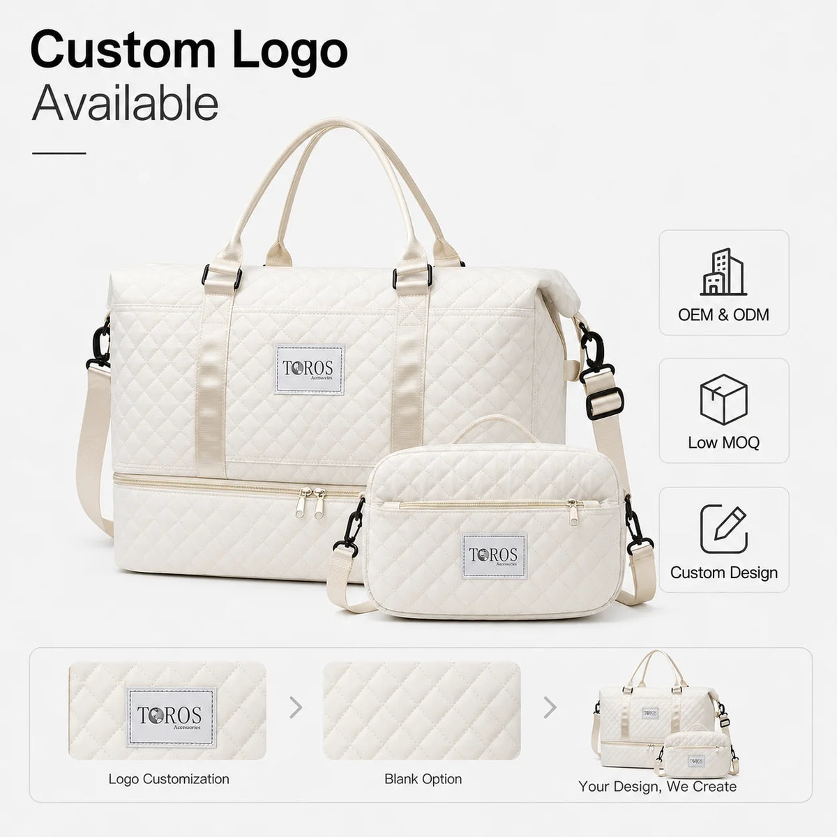 Wholesale Custom High-End Women's Duffel Bag High Quality Dry Wet Separation Fitness Travel Bag Durable Quilted Light Weight