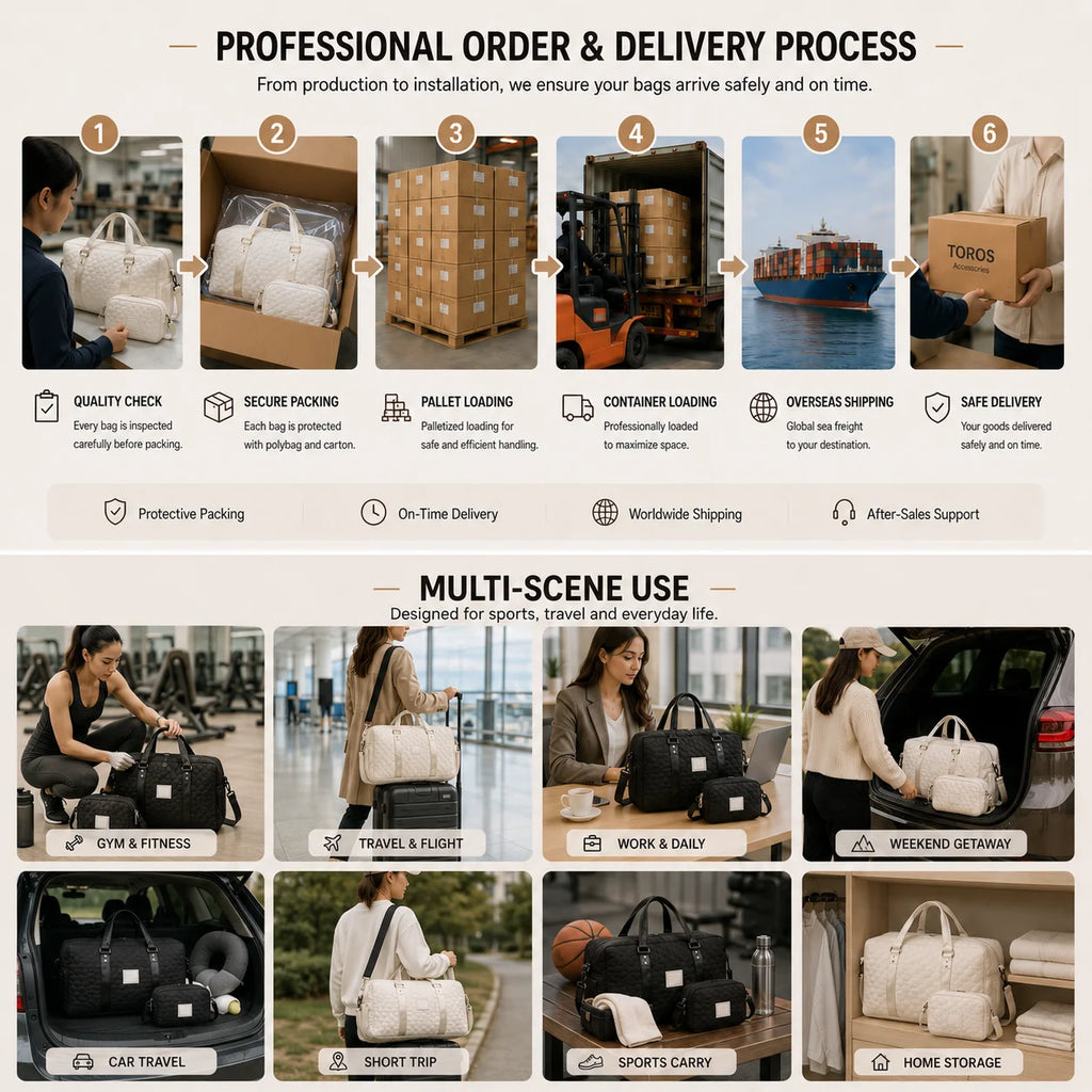 Wholesale Custom High-End Women's Duffel Bag High Quality Dry Wet Separation Fitness Travel Bag Durable Quilted Light Weight