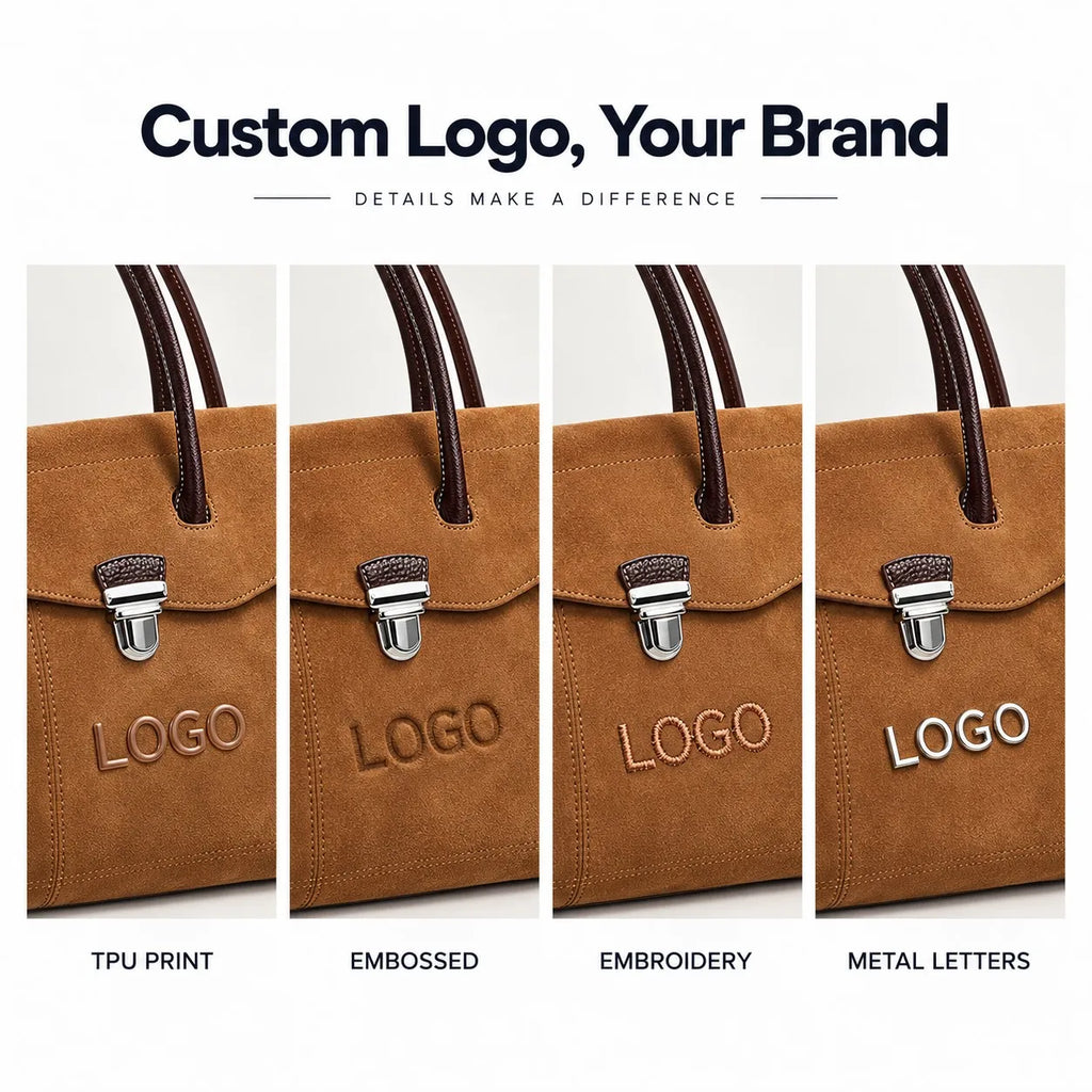 Wholesale Custom Logo Brown Suede Flap Large Capacity Tote Bag Shoulder Bag in Suede PU Leather for Women Work Travel