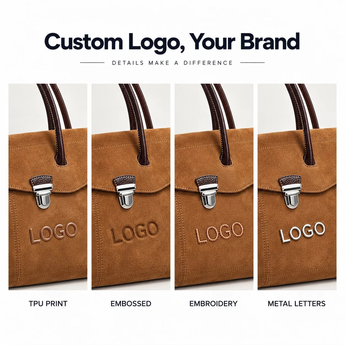 Wholesale Custom Logo Brown Suede Flap Large Capacity Tote Bag Shoulder Bag in Suede PU Leather for Women Work Travel