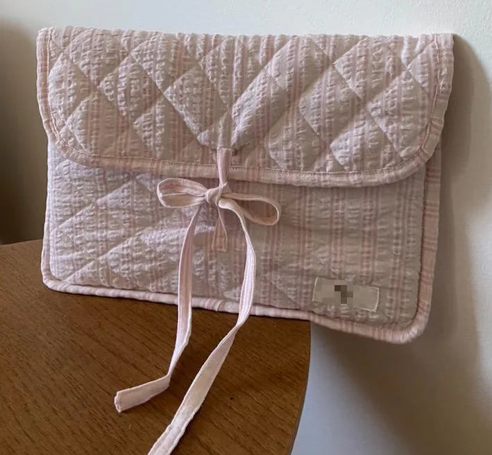 Wholesale Custom Logo Travel Women Quilted Cotton Computer Sleeve Laptop Pouch Bags