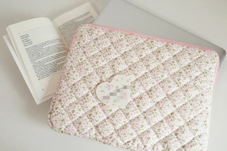 Wholesale Custom Logo Travel Women Quilted Cotton Computer for Macbook Sleeve Laptop with Zipper Pouch Bags