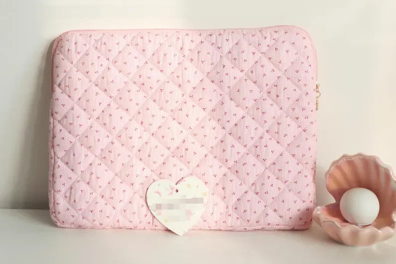 Wholesale Custom Logo Travel Women Quilted Cotton Computer for Macbook Sleeve Laptop with Zipper Pouch Bags