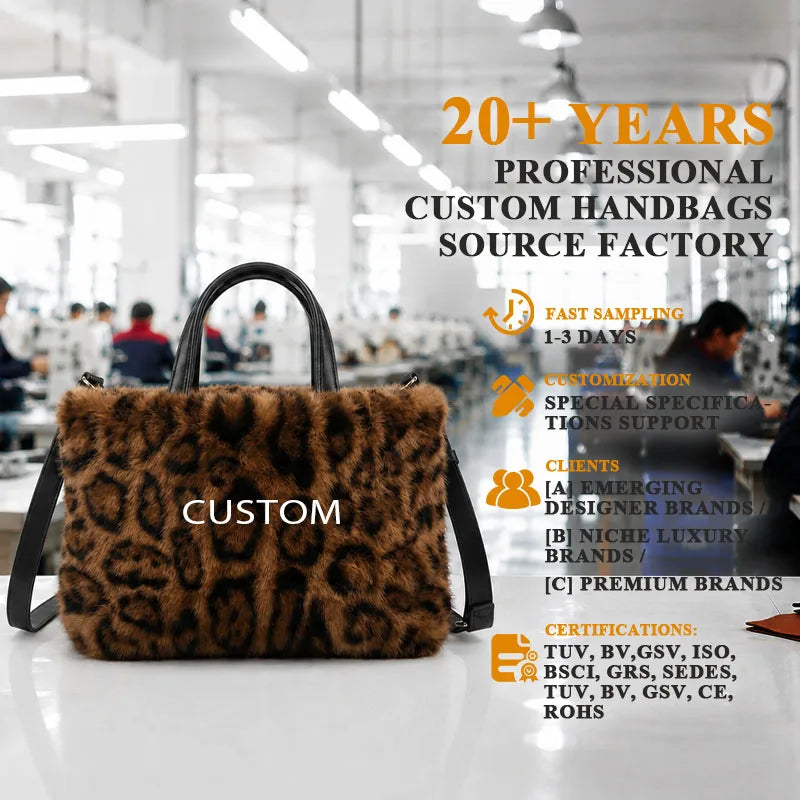 Wholesale Custom Logos Slouchy Style Faux Fur Solid Women's Winter Plush Shoulder Bag Trend Individuality Hobo Quiet custom made