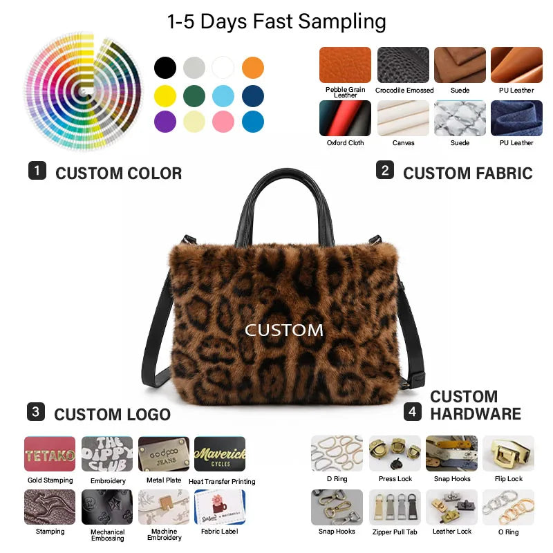 Wholesale Custom Logos Slouchy Style Faux Fur Solid Women's Winter Plush Shoulder Bag Trend Individuality Hobo Quiet custom made