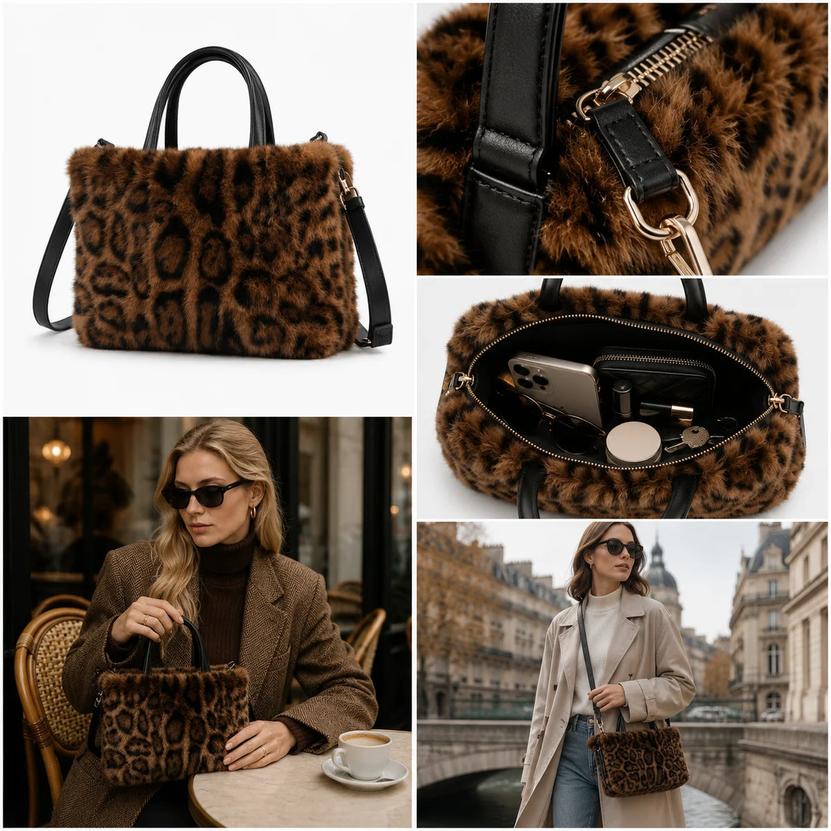 Wholesale Custom Logos Slouchy Style Faux Fur Solid Women's Winter Plush Shoulder Bag Trend Individuality Hobo Quiet custom made
