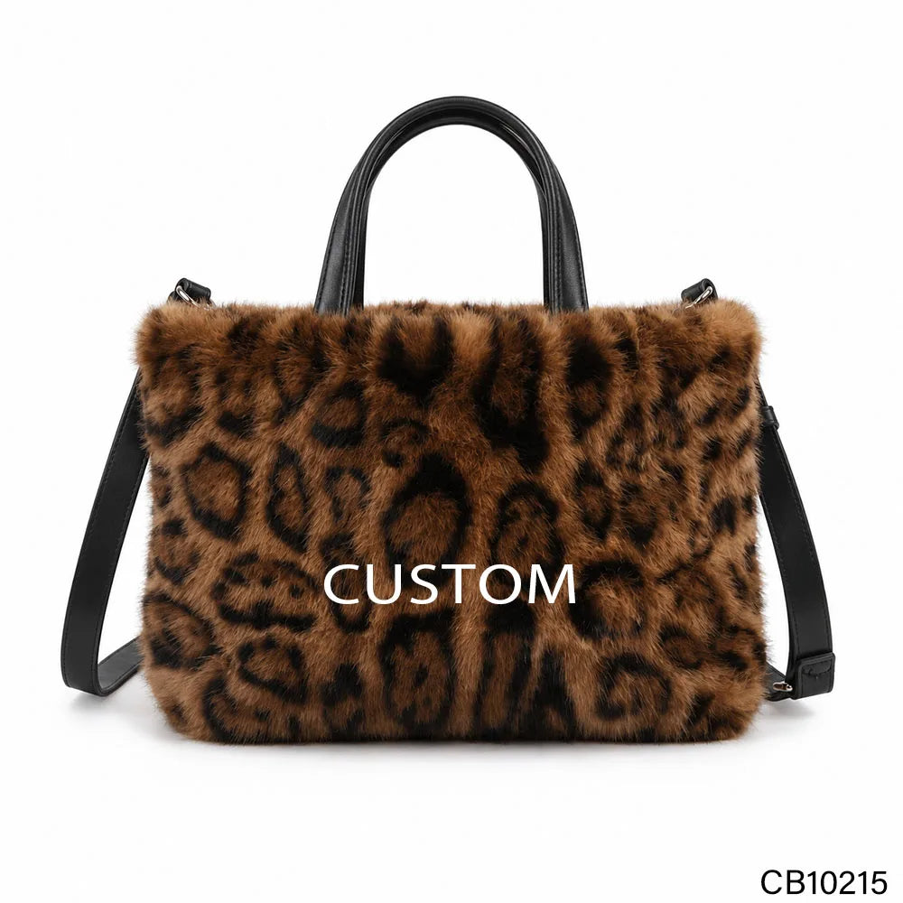 Wholesale Custom Logos Slouchy Style Faux Fur Solid Women's Winter Plush Shoulder Bag Trend Individuality Hobo Quiet custom made