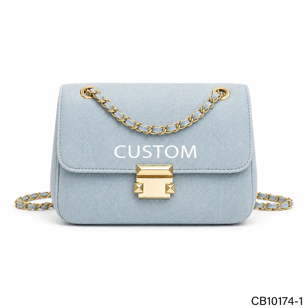 Wholesale Custom Slouchy Style Washed Denim Women's Shoulder Bag Minimalist Style High-quality Hardware Accessories
