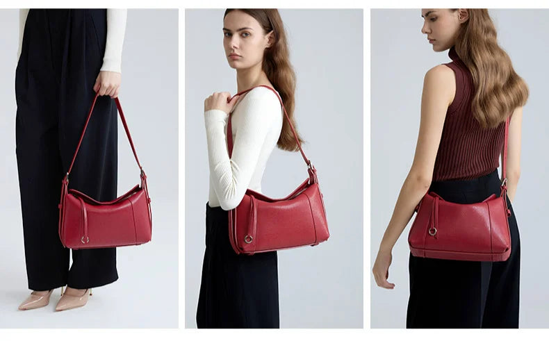 Wholesale Genuine Leather Ladies Shoulder Bags Underarm Bags Casual Fashion Cowhide Crossbody Bags for Women