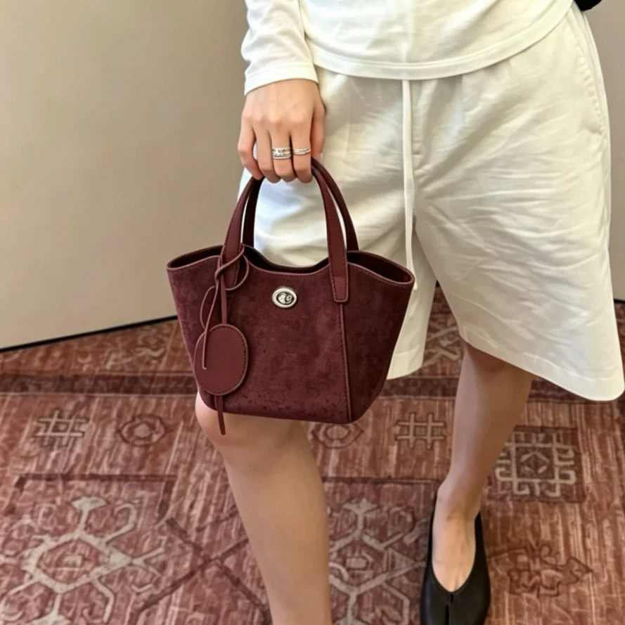 Wholesale Genuine Leather Ladys Bags New Suede Cowhide Women's Handbags Bucket Bags Fashion Ladies Small Bags