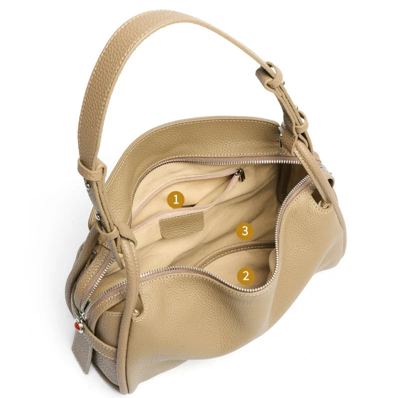 Wholesale Genuine Leather Women's Bags Fashion Crossbody Bags Lychee Grain Cowhide Ladies Shoulder Bags Underarm Bags