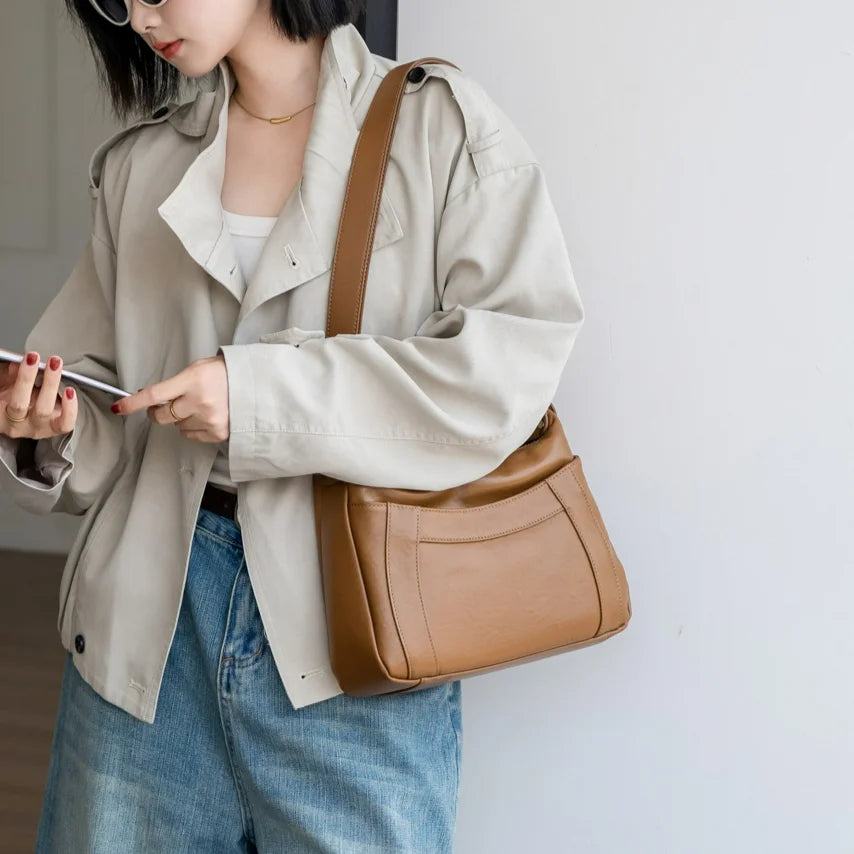 Wholesale Genuine Leather Women's Bags Hot Sale of Simple Fashion Cowhide Ladies Shoulder Bags Crossbody Bags