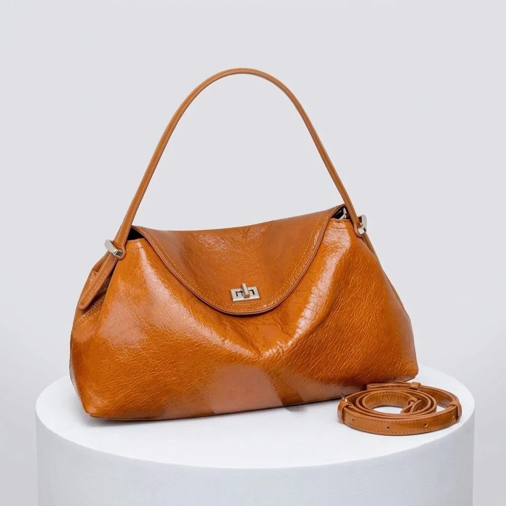 Wholesale Genuine Leather Women's Handbags Casual Fashion Oil Wax Cowhide Ladies Shoulder Bags Crossbody Bags