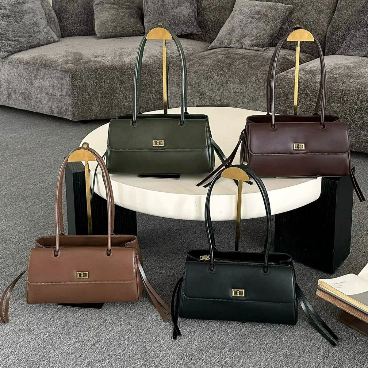 Wholesale Genuine Leather Women's Handbags Fashion Luxury Ladys Bags Hot Selling Cowhide Ladies Shoulder Bags Underarm Bags