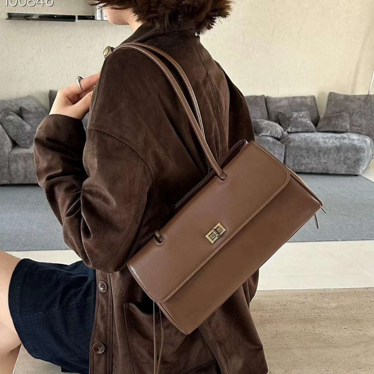 Wholesale Genuine Leather Women's Handbags Fashion Luxury Ladys Bags Hot Selling Cowhide Ladies Shoulder Bags Underarm Bags