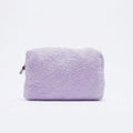 Wholesale Kawaii Mini Brown Quilted Towel Cosmetic Pouch Sustainable Terry Cloth Makeup Bag