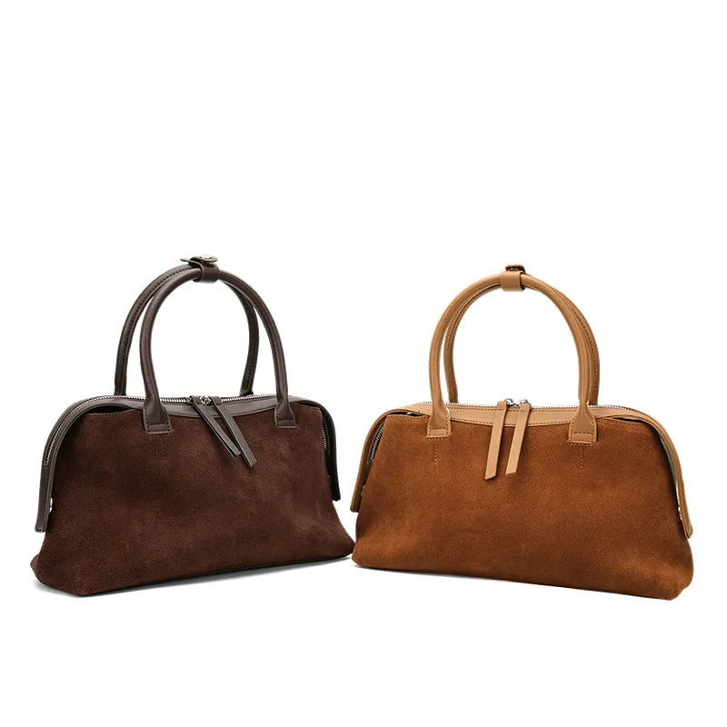 Wholesale Suede Bags Retro Nunuck Cowhide Women's Handbags Crossbody Bags Boston Bags Genuine Leather Ladies Bags