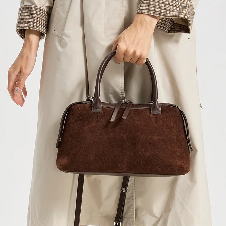 Wholesale Suede Bags Retro Nunuck Cowhide Women's Handbags Crossbody Bags Boston Bags Genuine Leather Ladies Bags