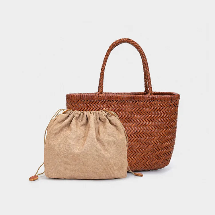 Wholesale or custom Genuine Leather Woven Bags Popular Women's Bag Vintage Style Cowhide Braided Handbags for Women