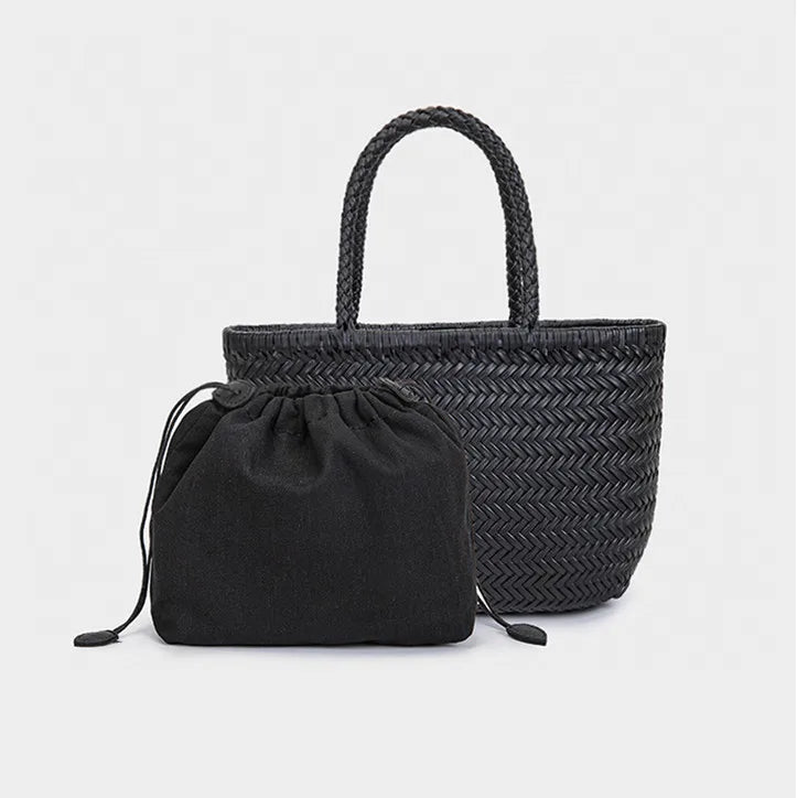 Wholesale or custom Genuine Leather Woven Bags Popular Women's Bag Vintage Style Cowhide Braided Handbags for Women