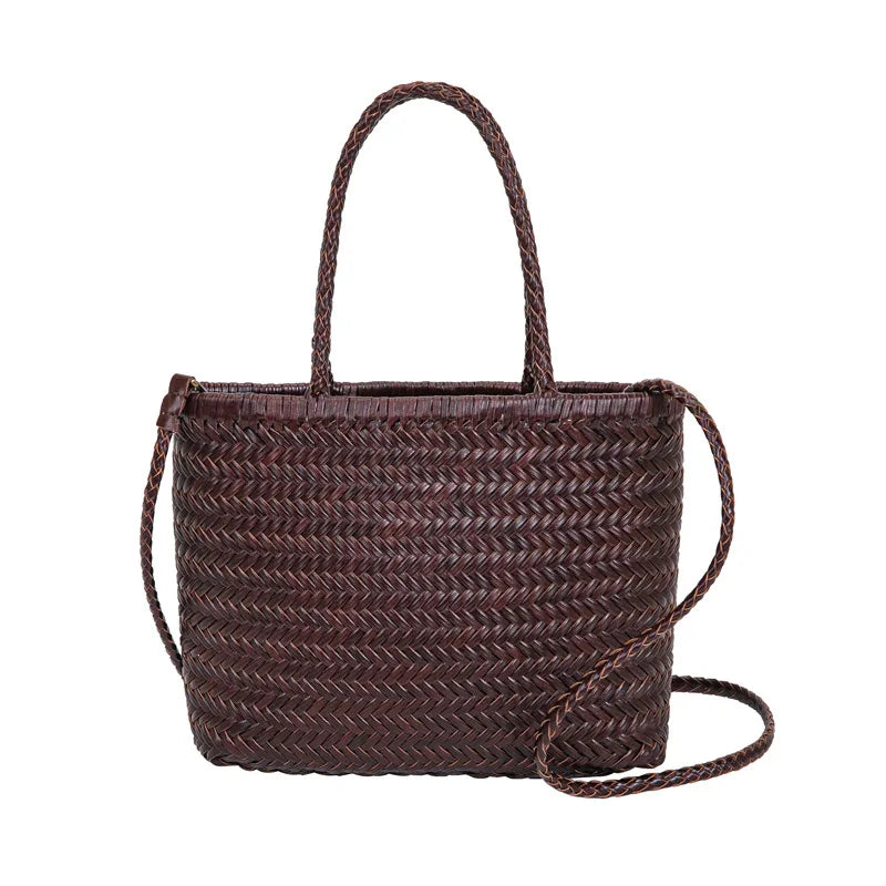 Wholesale or custom Genuine Leather Woven Bags Popular Women's Bag Vintage Style Cowhide Braided Handbags for Women