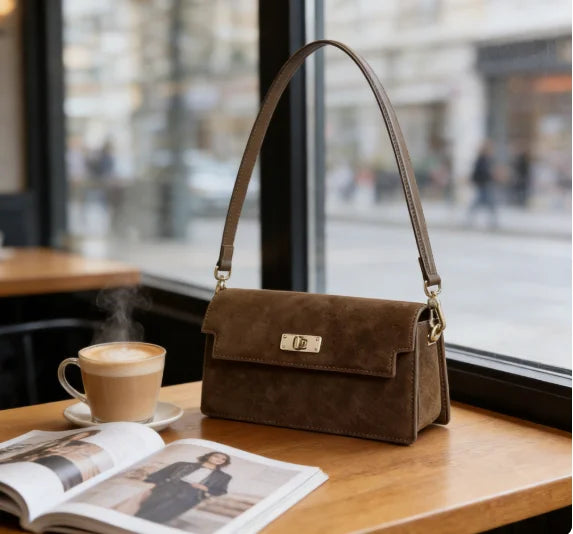 Women Armpit Shoulder Bag Custom Wholesale OEM Suede Genuine Leather Vintage Fashion Chic Small Lady Underarm Bags Manufacturer