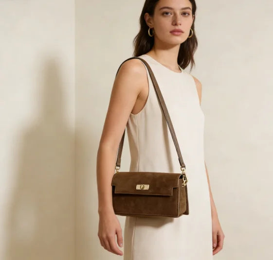 Women Armpit Shoulder Bag Custom Wholesale OEM Suede Genuine Leather Vintage Fashion Chic Small Lady Underarm Bags Manufacturer