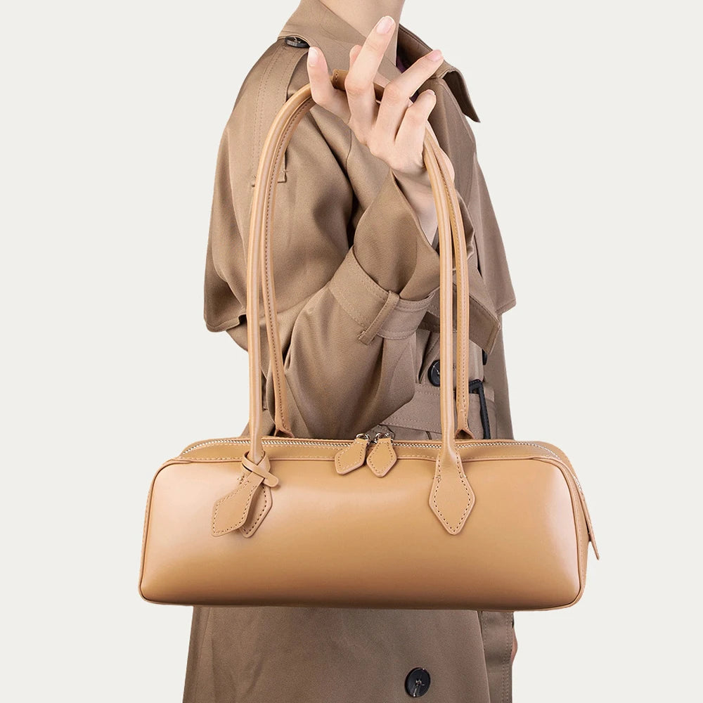 Women's 2026 New Fashion Design Large Capacity Zipper Genuine Leather Underarm Bag