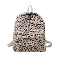 Women's Casual Leopard Print Faux Fur Backpack Zipper Closure Polyester Anti-Theft Feature Soft Tassel Padded Warm Shoulder Bag