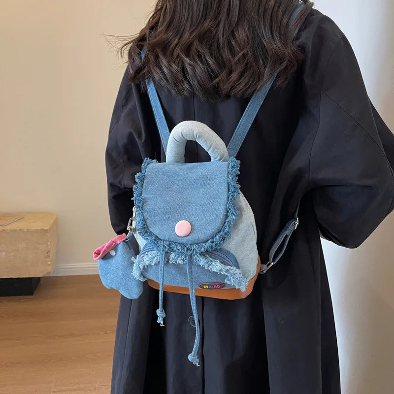 Women's Denim Laptop Backpack-Waterproof Lightweight & Portable with Soft Strap & Ergonomic Back Support