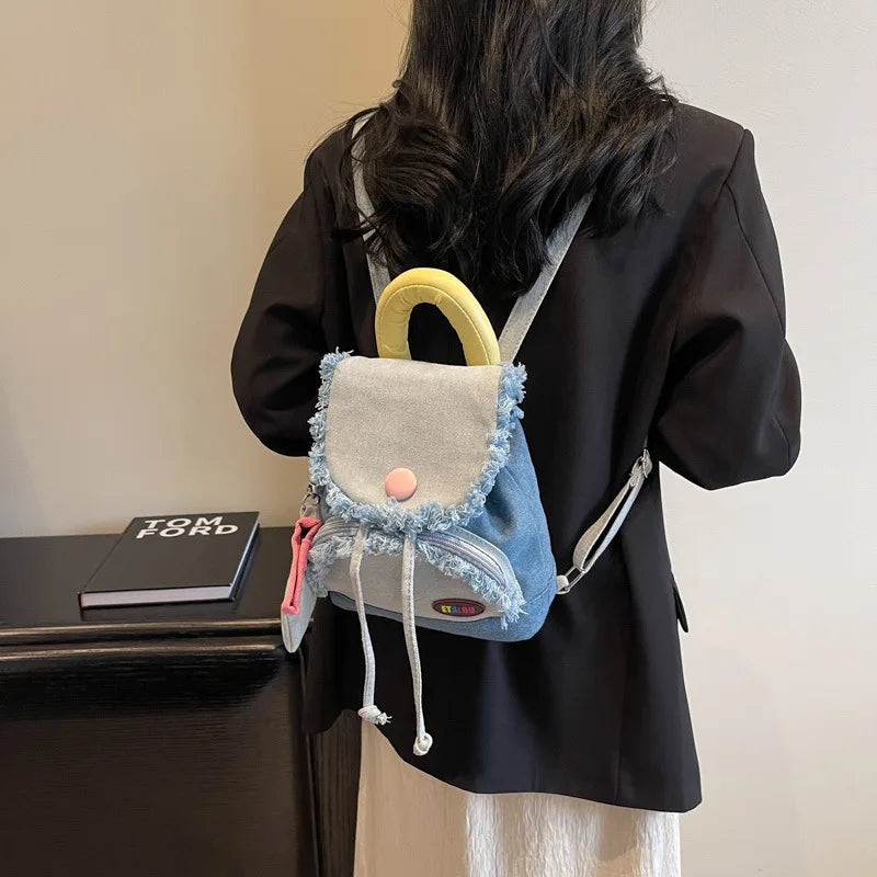 Women's Denim Laptop Backpack-Waterproof Lightweight & Portable with Soft Strap & Ergonomic Back Support