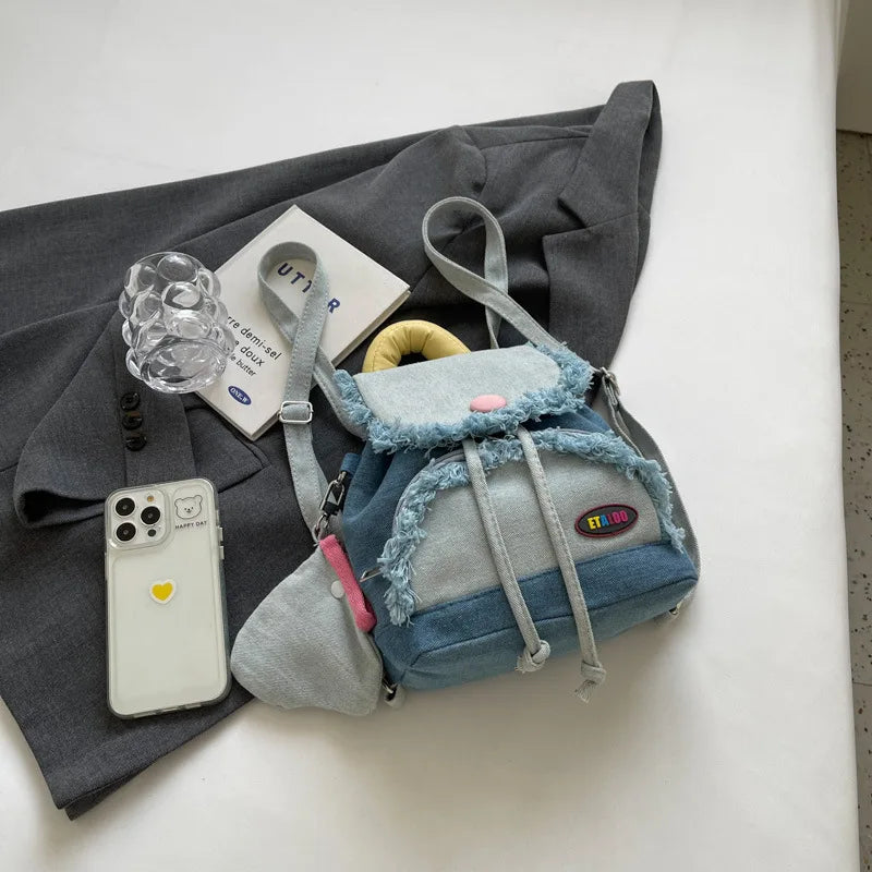 Women's Denim Laptop Backpack-Waterproof Lightweight & Portable with Soft Strap & Ergonomic Back Support