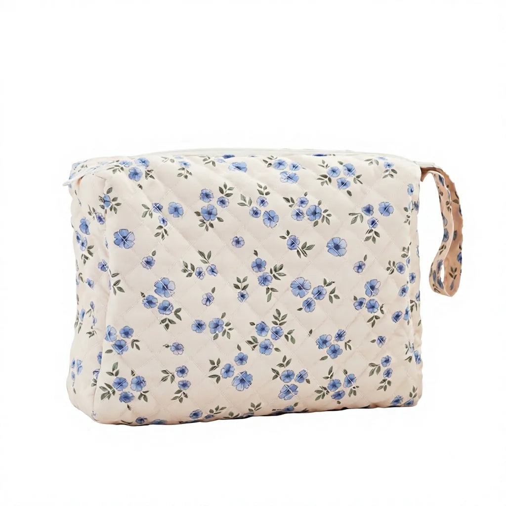Women's Fashionable Quilted Travel Cosmetic Bag-Stylish Customizable Wash Bag Zipper Large Capacity Soft Handle Multiple Uses