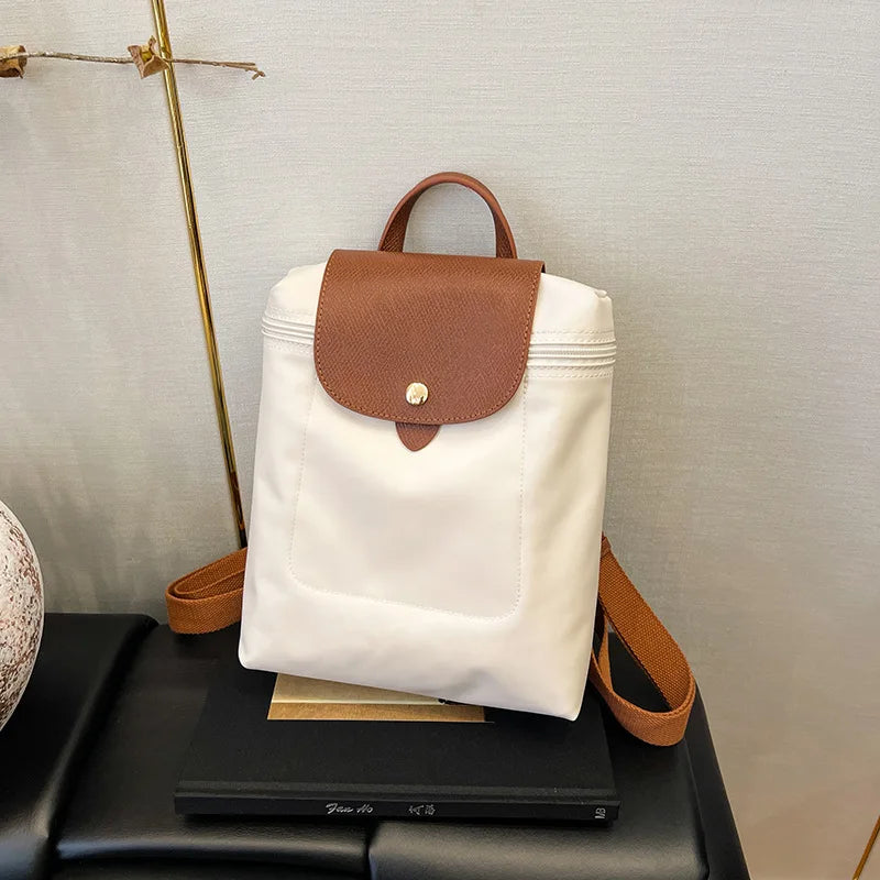 Women's Large Capacity Nylon Vintage Daily Student Backpack Zipper Foldable with Polyester Lining