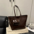 Women's PU Leather Tote Handbag Lightweight Open-Face Shoulder Fashion with Large Capacity and Polyester Lining